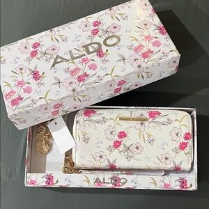 Aldo Pink and Cream Floral Wallet with Box